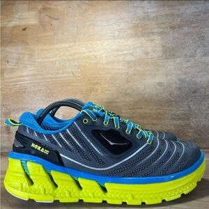 Hoka Men's Gray and Neon Yellow Athletic Shoes
